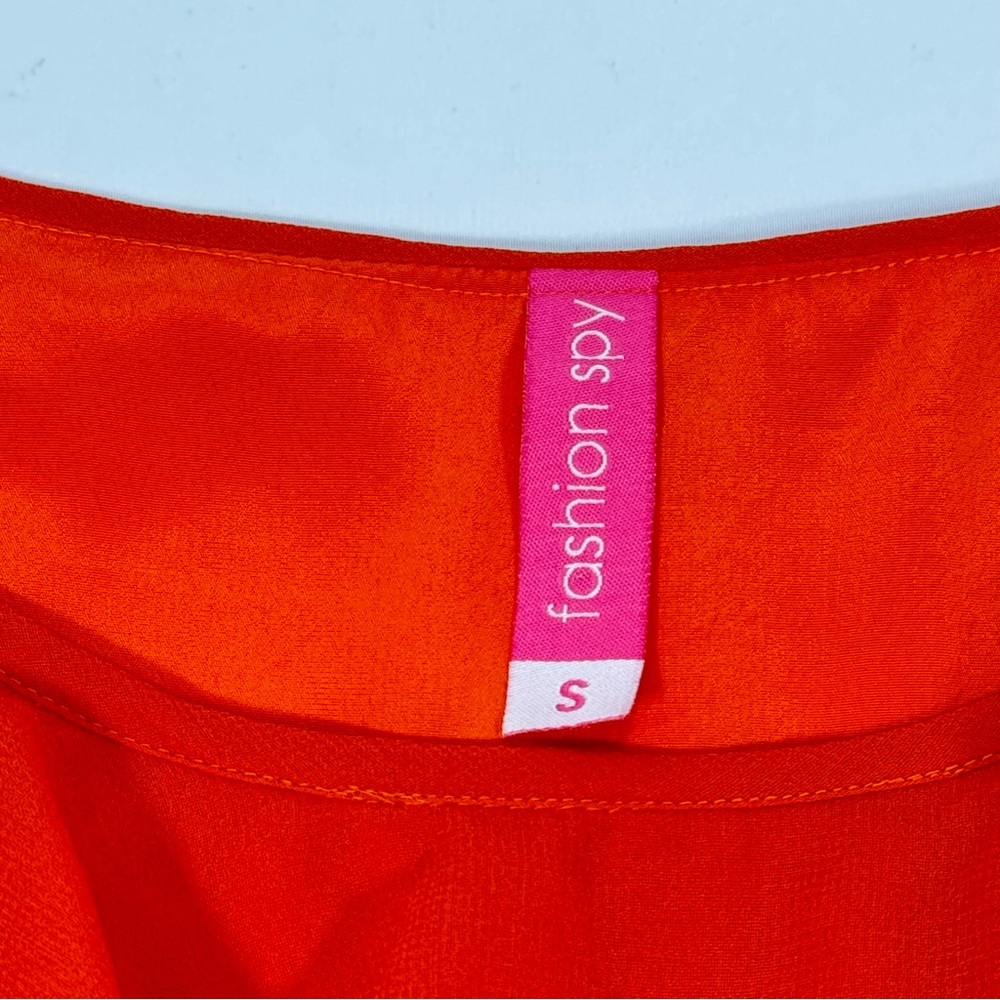 Fashion Spy Women's Orange Dress Size Small S Ruffle Gameday Summer Casual - Picture 4 of 5